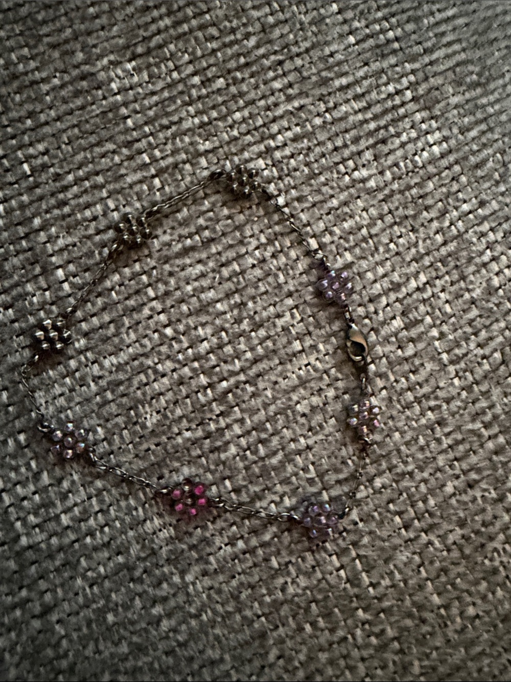 Delicate Pink and Purple Crystal Flower Bracelet